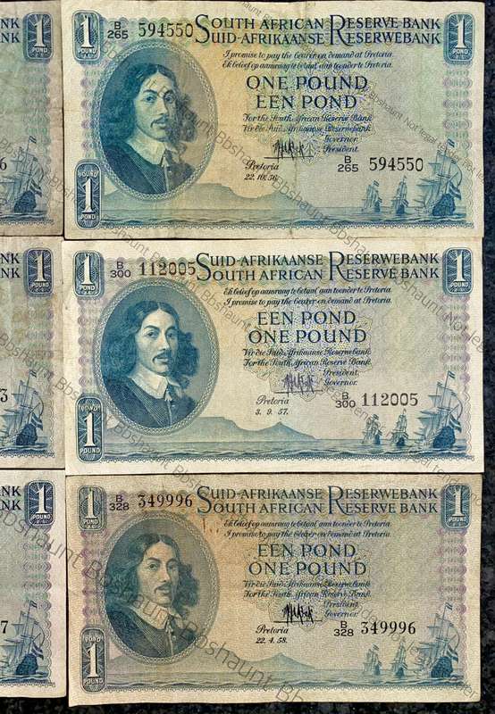 MH DE KOCK SET 1 POUND 1950 - 1951 - 1954 - 1956 - 1957 & 1958 -- 2ND & 3RD ISSUE(1 BID TAKES ALL)
