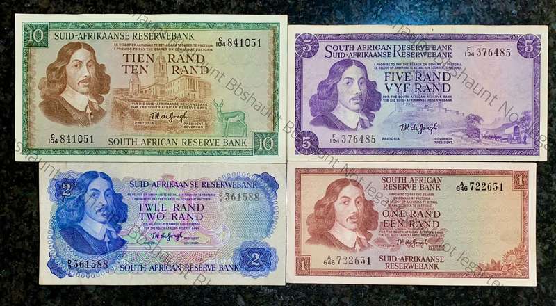Complete set Tw De Jongh R10 to R1 - All Springbuck wtm 1967-1975(1 bid takes all)