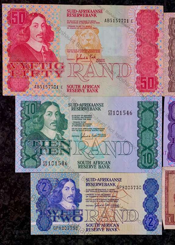 Complete Set GPC De Kock & Decimals R50 TO R2 - 1980s (R1 de Jongh 1975) (1 bid takes all)