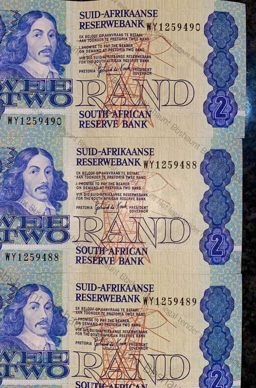 Replacement Notes GPC De Kock R2 in seq WY1259490-489 aunc (1 bid takes all)
