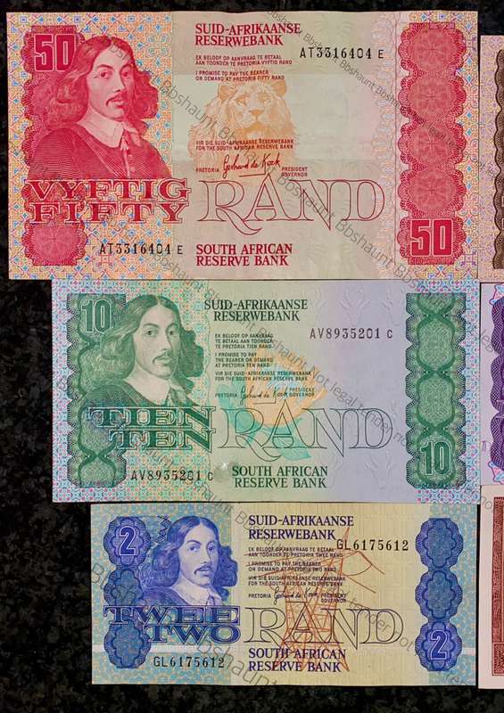 Complete Set GPC De Kock & decimals R50 TO R2 - Good Condition (R1 De Jongh 1967) (1 bid takes all)