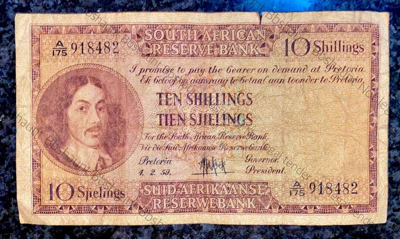 Mh De Kock. 10 shillings 4-2-1959 -- A175