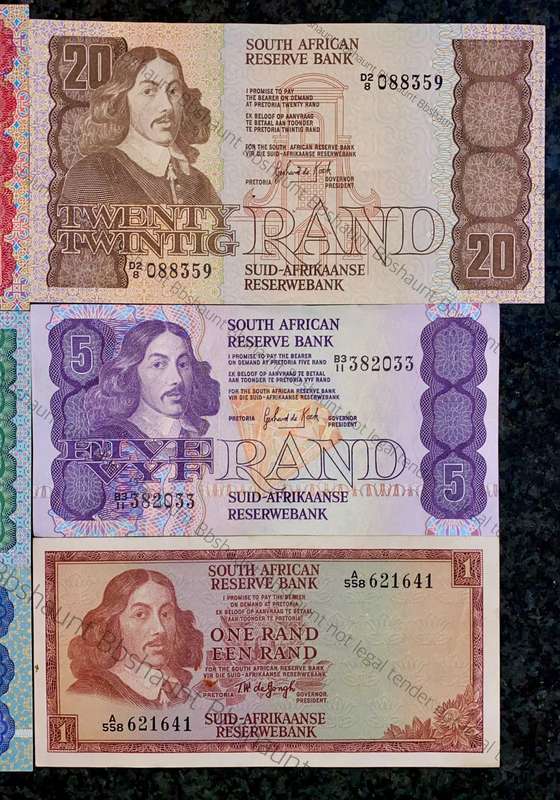 Complete Set GPC De Kock & decimals R50 TO R2 - Good Condition (R1 De Jongh 1967) (1 bid takes all)