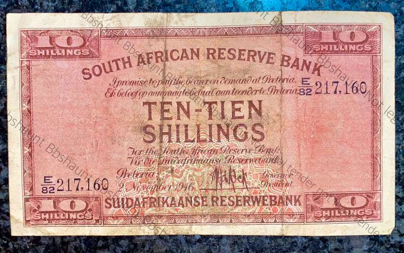 MH DE KOCK 10 SHILLINGS 1946 E82 /217.160 FIRST ISSUE E/A