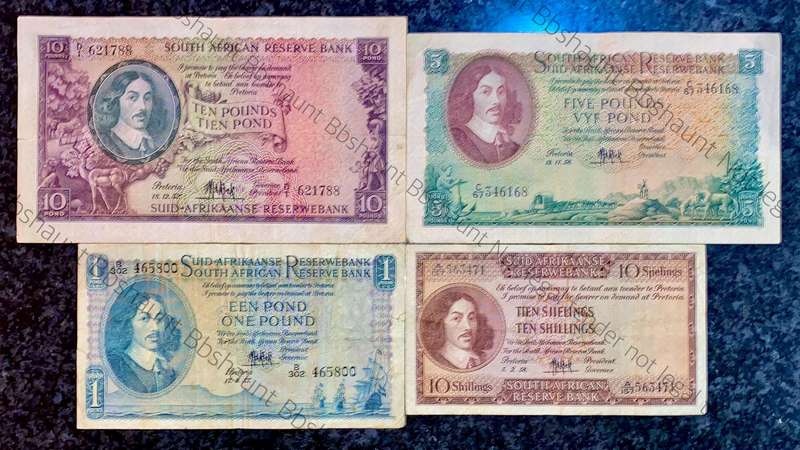 Mh De Kock. set 10 pound to 10 shillings 1952-1957-1958 (1 bid takes all)