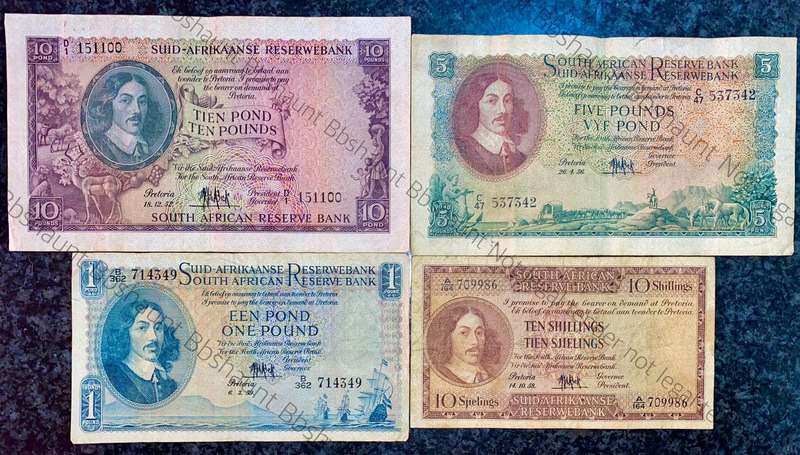 Mh De Kock. Set 10 pounds to 10 shillings 1952 to 1959 (1 bid takes all)