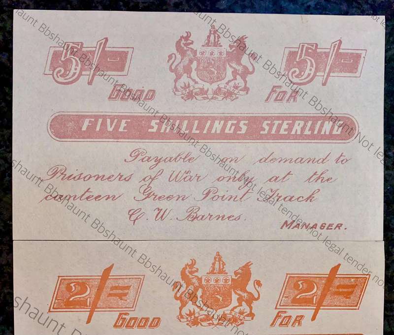 Anglo Boer War POW set 5 shillings to 1 shillings 1899-1902 Greenpoint Track - Good Fors - no wtm