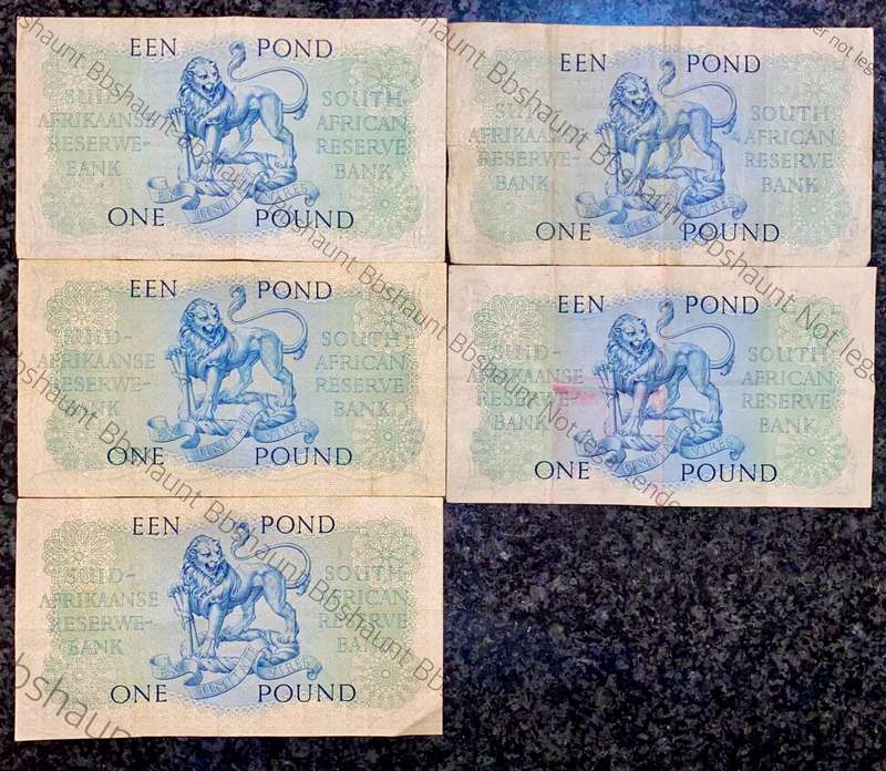 Mh De Kock 1 pound 1950-51-56-58-59 (1 bid takes all)