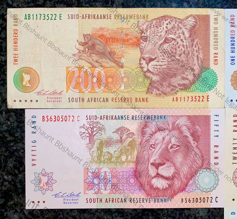 Complete set CL Stals R200 to R10 mostly UNC 2nd issue 1993 (1 bid takes all)