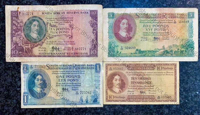 Mh De Kock. set 10 pounds to 10 shillings 1952 & 1958 (1 bid takes all)