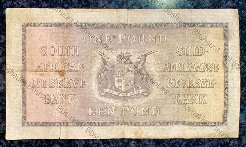 J POSTMUS 1 POUND 17TH NOVEMBER 1944 ENG/AFR A145 FIRST ISSUE VAN RIEBEECK WTM