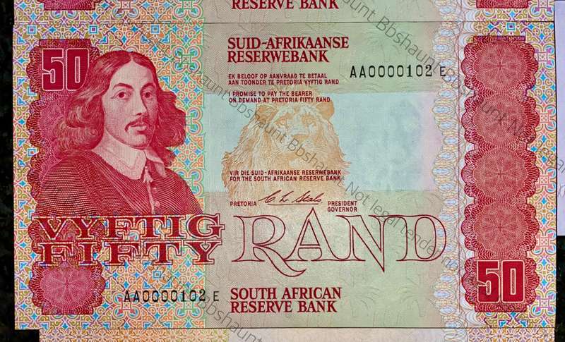 SOUTH AFRICA SET LOW MATCHING NO -- 0000102 -- R50 - R20 & R5 + REPLACEMENTS XX0000102 ALL GEM UNC