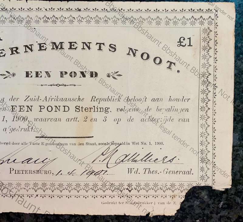 Z.A.R Pietersburg 1 pound Government Noot 1901-04-01 no53076A