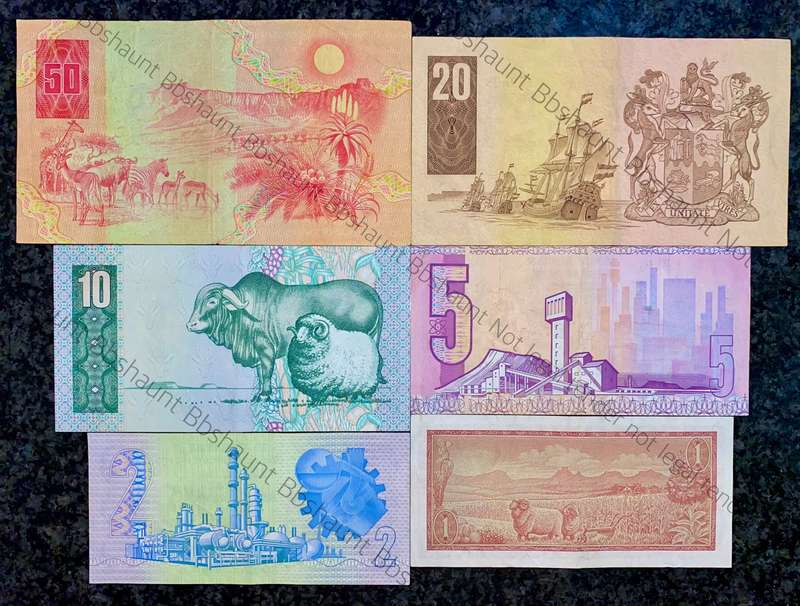 Complete Set GPC De Kock & decimals R50 TO R2 - 1980s (R1 de Jongh 1975)(1 bid takes all