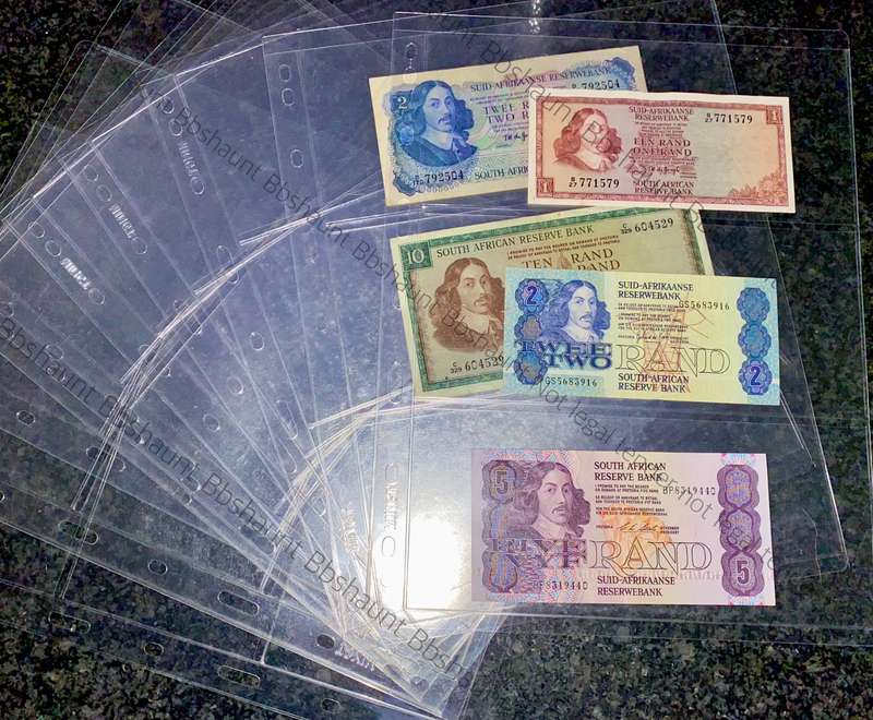 Banknote Hard Plastic Sleeves - 3 Pocket sleeve (1 bid takes all 10 sleeves) banknotes included