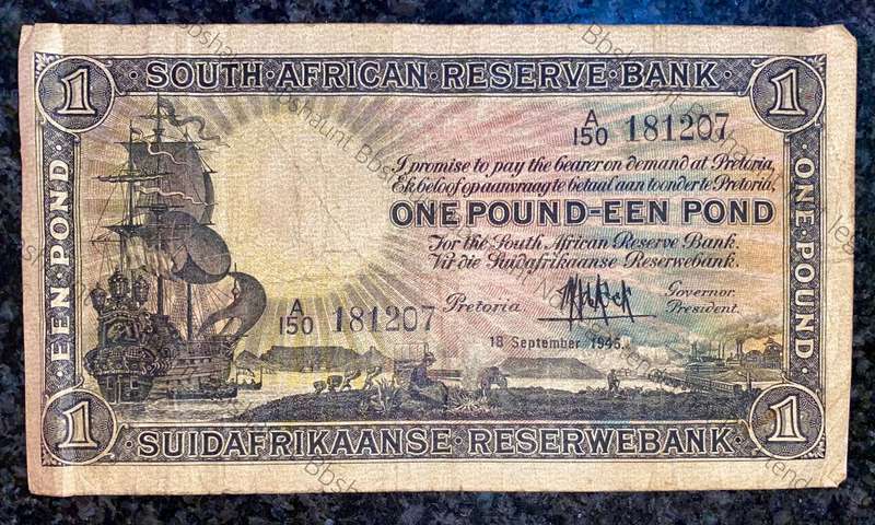 Mh De Kock. 1 pound Pretoria 14th September 1945 - A150