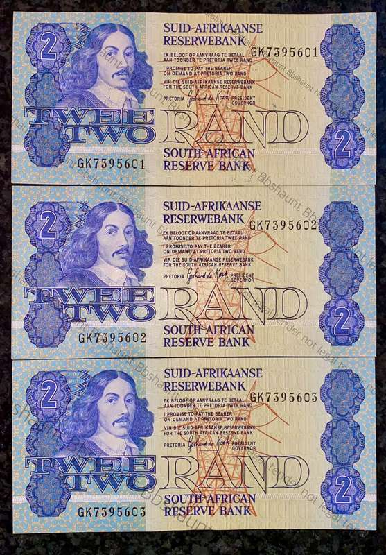GPC De Kock. R2 in sequence GK7395601-603 aunc -- 3rd issue 1984 (1 bid takes all )