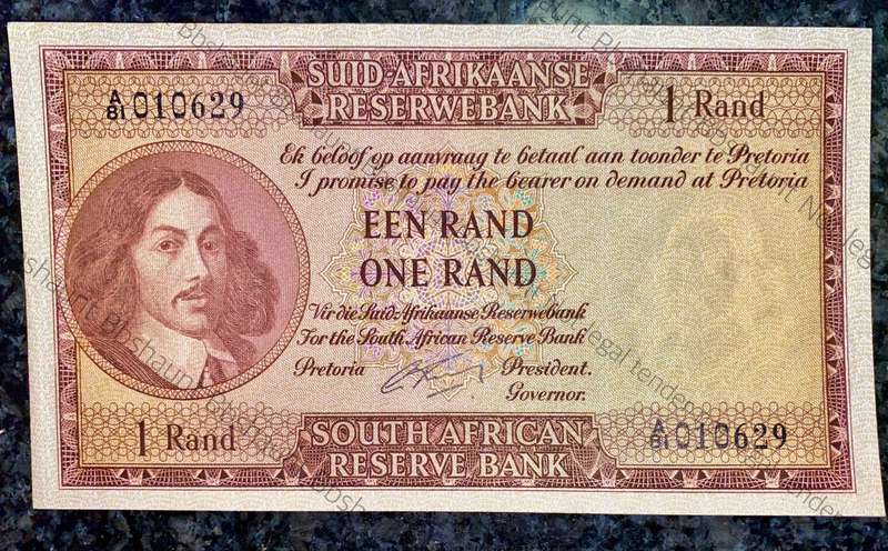 G RISSIK R1 -- 1ST ISSUE 1962 -- VAN RIEBEECK WTM UNC-AUNC