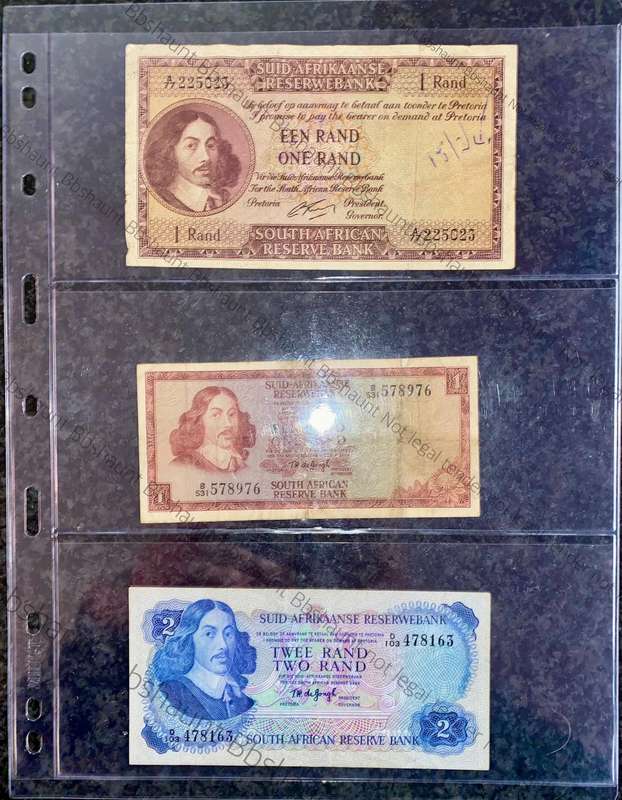 South Africa Banknotes Set - sleeves included (1 bid takes all))