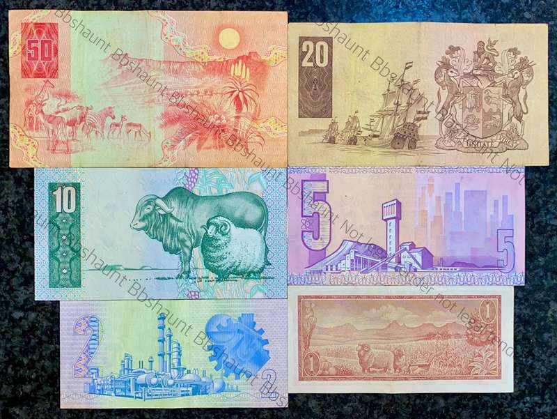Complete Set GPC De Kock & decimals R50 TO R2 - 1980s (R1 de Jongh 1975) (1 bid takes all)