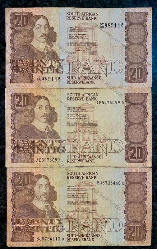 Set of R20 -- CL Stals 1990 & GPC DE Kock 1980s (1 bid takes all)