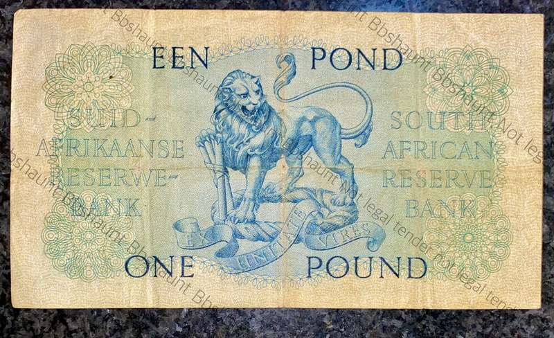 Mh De Kock. 1 pound Pretoria 1-4-1958 -- B326