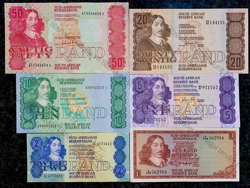 Complete Set GPC De Kock & decimals R50 TO R2 - Good Condition (R1 De Jongh 1967) (1 bid takes all)