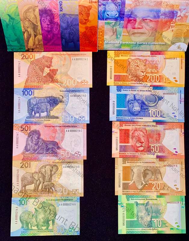 SOUTH AFRICA SET VERY LOW NO - L. KGANYAGO AA0000214 & G. MARCUS NM0000059 ( NELSON MANDELA SCARCE )