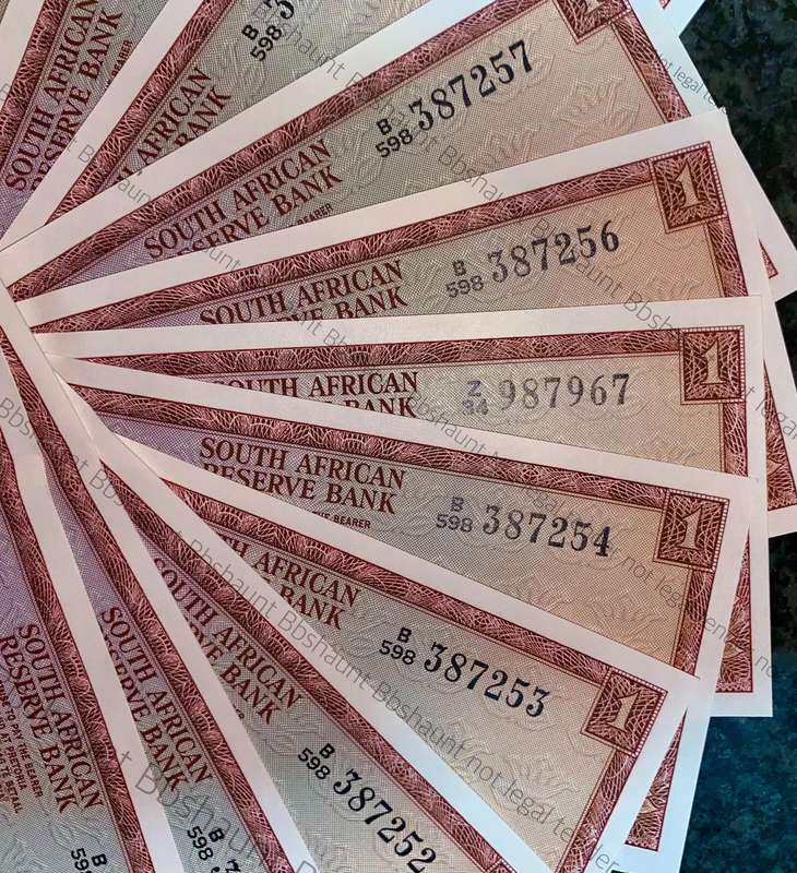 TW De Jongh. R1 in sequence B598 /387240-290 unc-aunc 3rd issue 1975 including a replacement note