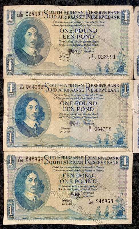 Mh De Kock 1 pound 1950-51-56-58-59 (1 bid takes all)