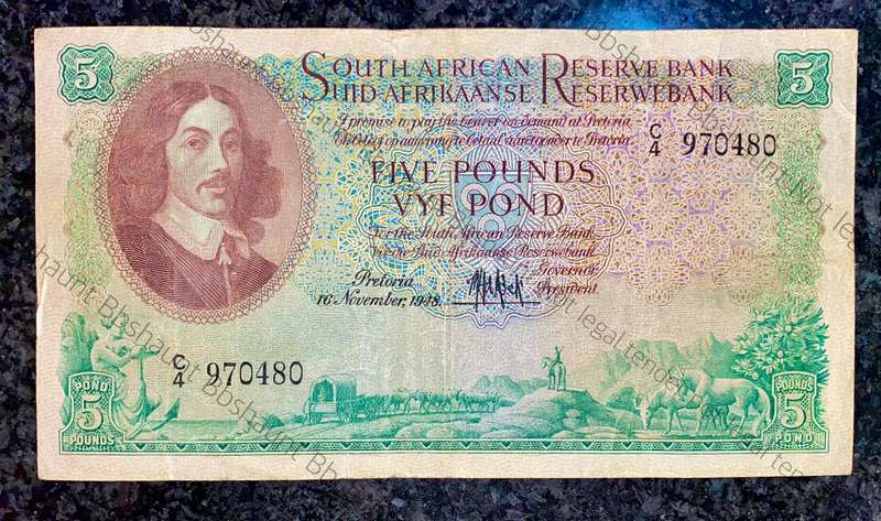 MH De Kock 5 pound 1948 - C4 second issue
