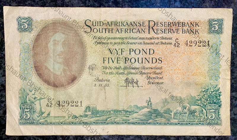 Mh De Kock. 5 pound very light colors 3-11-1955 -- C42