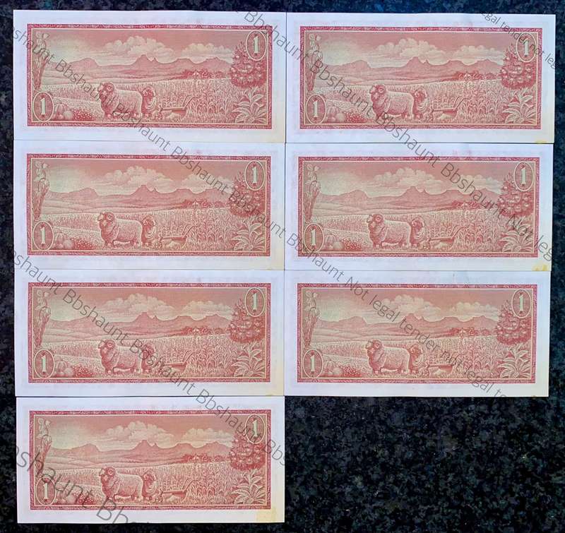 TW De Jongh. R1 in sequence B431 /411321-327 unc-aunc 3rd issue 1975 (1 bid takes all 10)