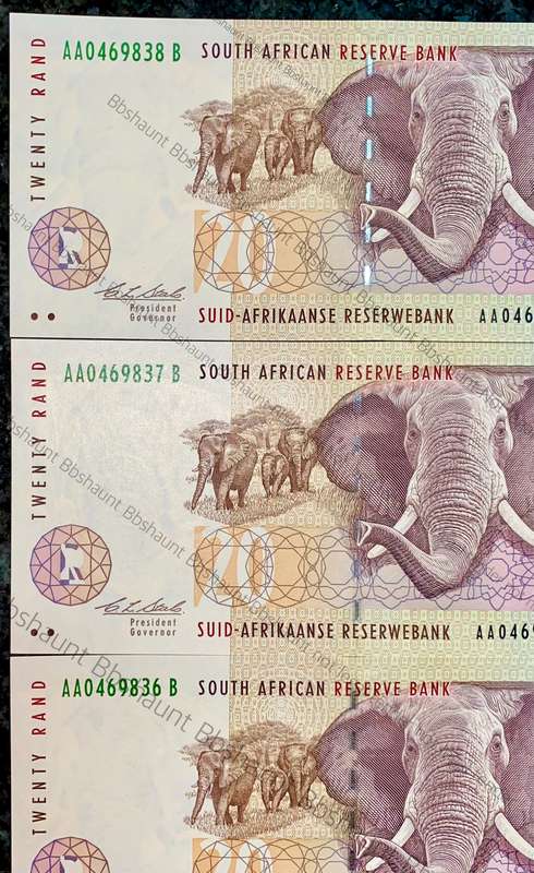 CL STALS R20AA IN SEQUENCE AA0469836-838 UNC E/A 1ST ISSUE 1990 (1 BID TAKES ALL)