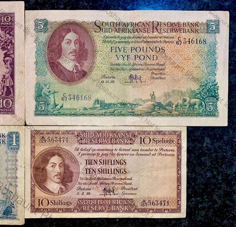 Mh De Kock. set 10 pound to 10 shillings 1952-1957-1958 (1 bid takes all)
