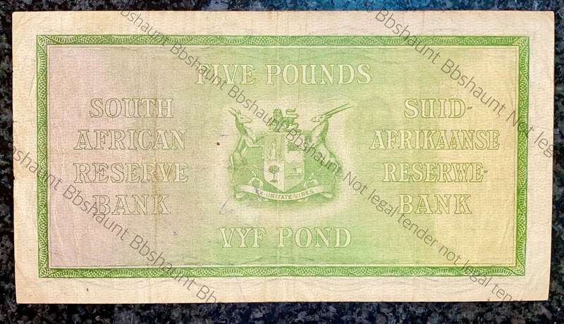 J POSTMUS 5 POUND 21 APRIL 1938 E/A B14 /788649 FIRST ISSUE VAN RIEBEECK WTM