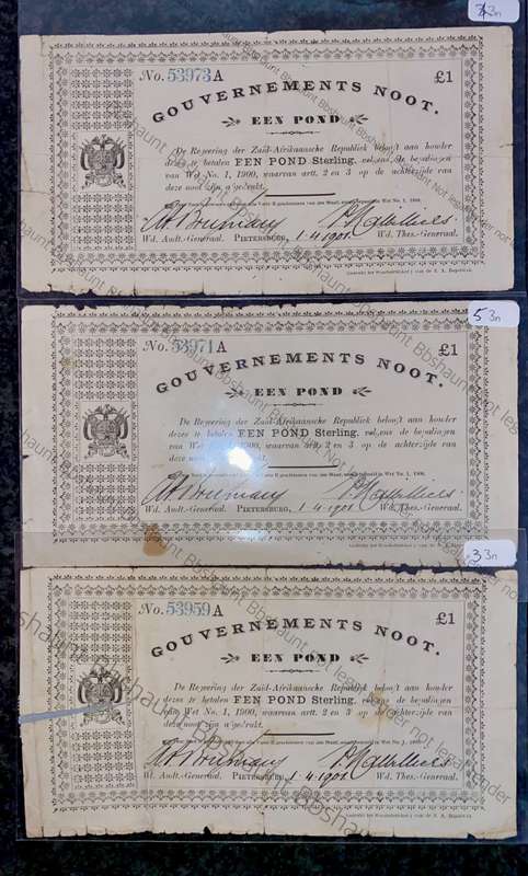 Z.A.R Pietersburg Close Seq 1 pound Government Noot 53973- 971- 959 (1 bid takes all)2