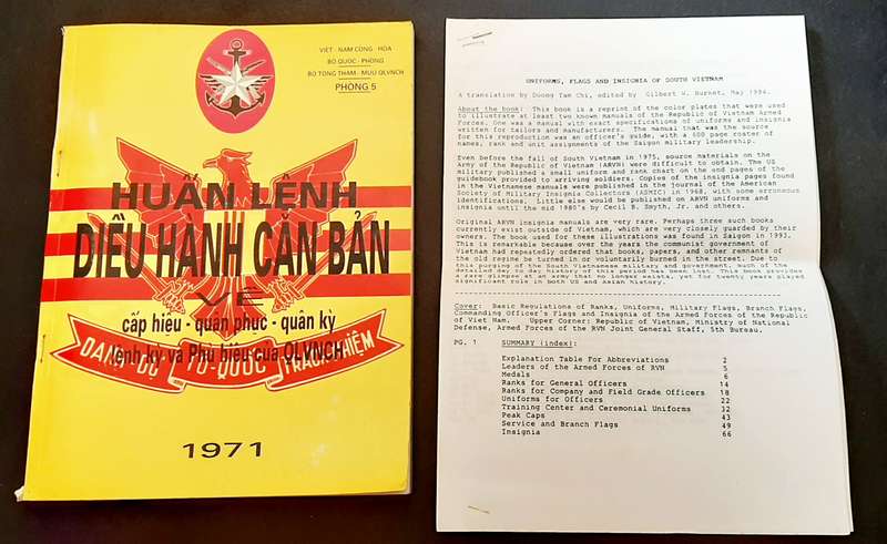 **RARE: 1971 Uniforms of South Vietnam (1994) Reprint- Fully Illustrated. **