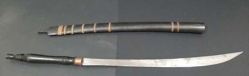 **RARE: Mid-20th Century Burmese 'Dha' Tribal Sword w/ Scabbard(0.97m).**