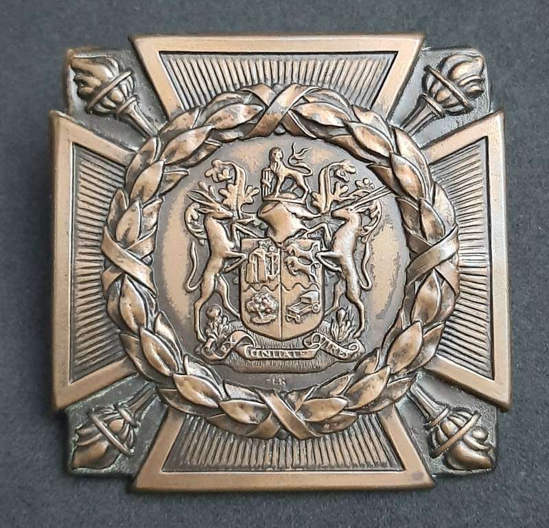 **RARE: WW2 UDF Serviceman's Copper 'Death Plaque' Escutcheon w/ Bolts.**
