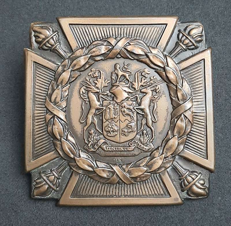 **RARE: WW2 UDF Serviceman's Copper 'Death Plaque' Escutcheon w/ Bolts.**
