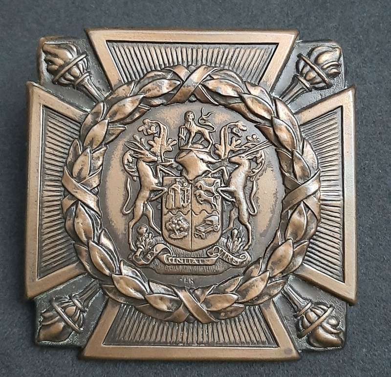 **RARE: WW2 UDF Serviceman's Copper 'Death Plaque' Escutcheon w/ Bolts.**