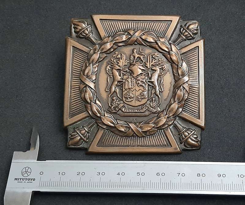**RARE: WW2 UDF Serviceman's Copper 'Death Plaque' Escutcheon w/ Bolts.**
