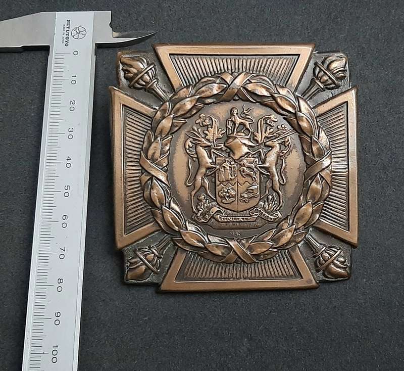 **RARE: WW2 UDF Serviceman's Copper 'Death Plaque' Escutcheon w/ Bolts.**