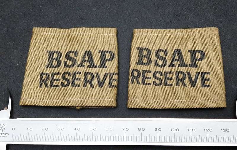 Rhodesian Bush War: 1970s BSAP Camouflage 'Police Reserve' Epaulettes x2 (Inscribed)