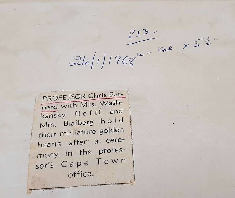 **RARE: 1967/68 Dr. Chris Barnard & Heart Team Press-Release Photograph Lot#2  **