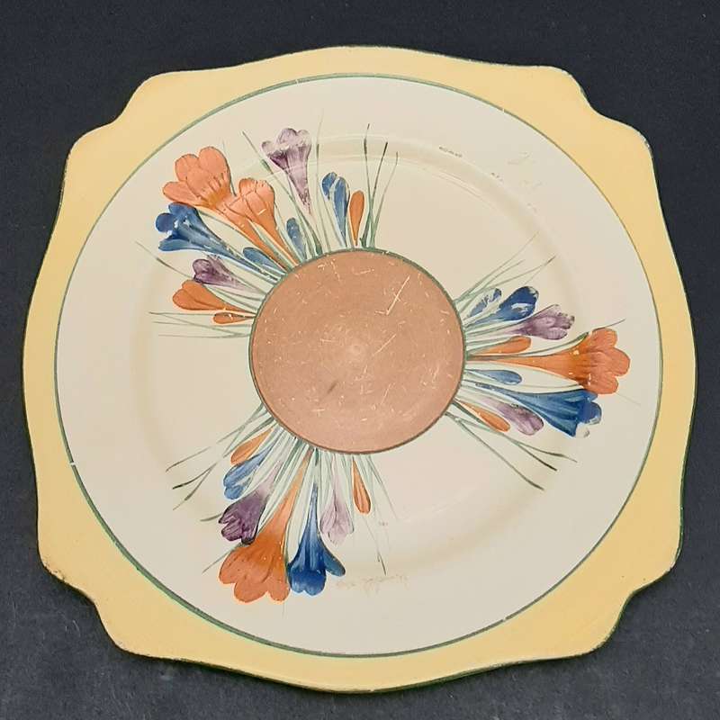 1920s Clarice Cliff Bizarre Series 'Autumn Crocus' Handpainted Charger Type I
