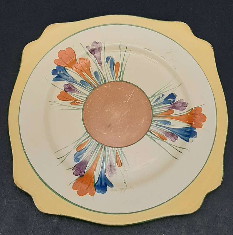 1920s Clarice Cliff Bizarre Series 'Autumn Crocus' Handpainted Charger Type I
