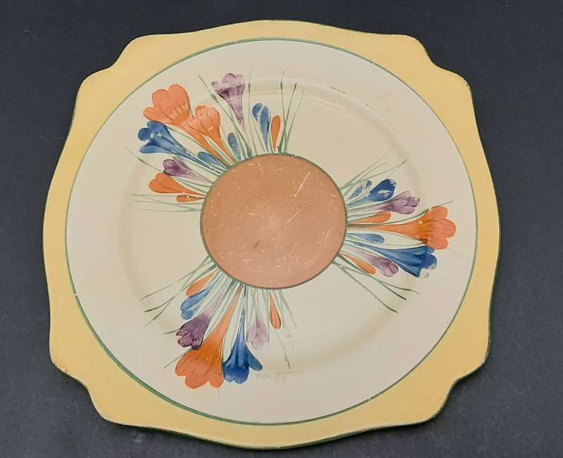 1920s Clarice Cliff Bizarre Series 'Autumn Crocus' Handpainted Charger Type I