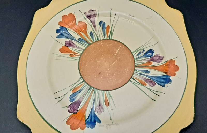 1920s Clarice Cliff Bizarre Series 'Autumn Crocus' Handpainted Charger Type I